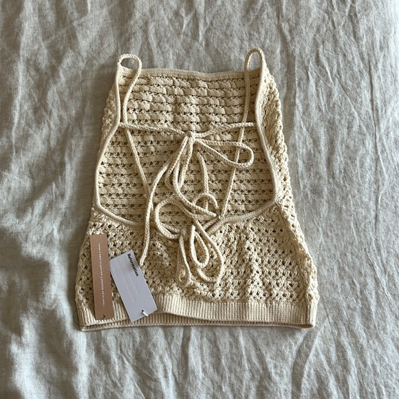 Reformation Horchata Cream Heidi Knit Crochet Tank Top - Picture 8 of 8
